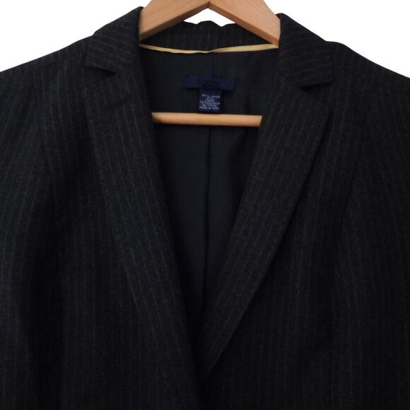 J Crew Womens Super 120s 100% Wool  Button Blazer Jacket Size 4 Gray Pinstripe - Picture 2 of 8